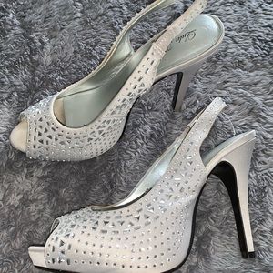 Silver Rhinestone Heels